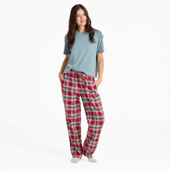 Life is Good Women's Adirondack Red Holiday Plaid Classic Sleep Pant