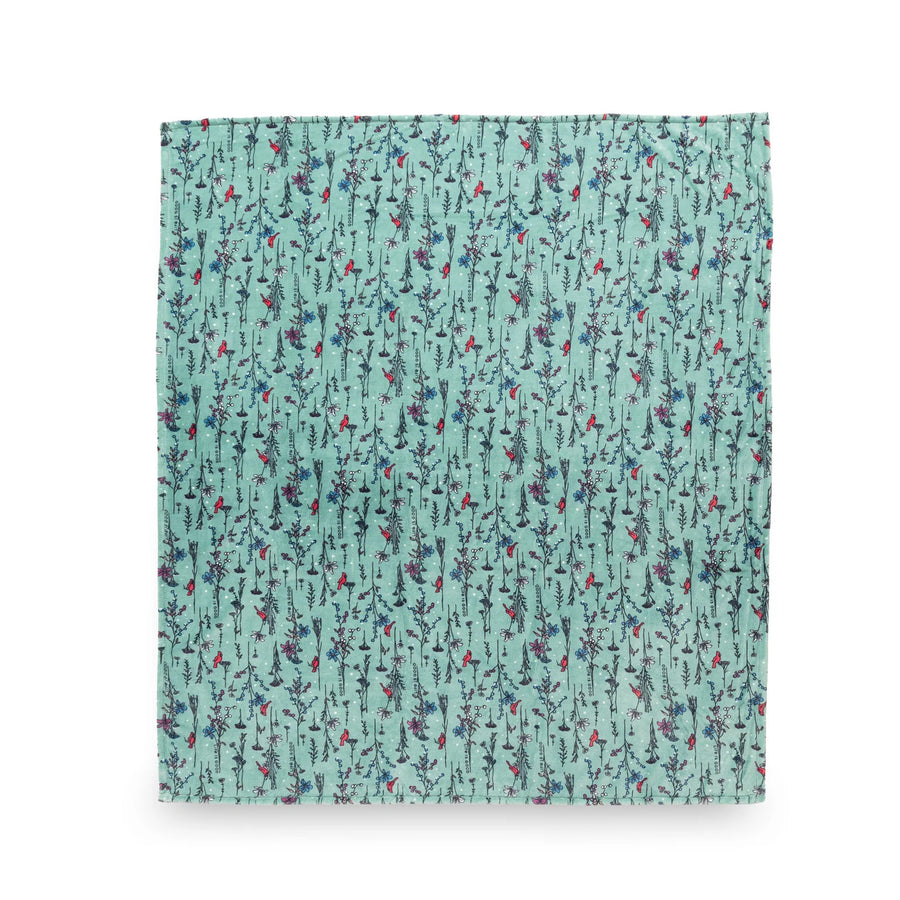 Life is Good Cardinal Floral Plush Throw Blanket
