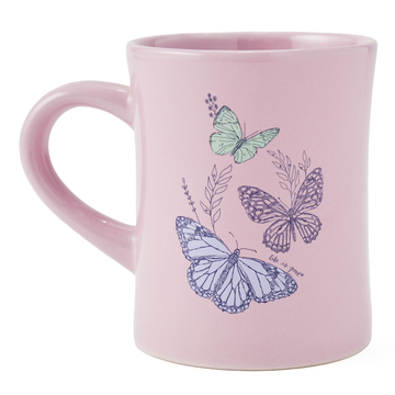 Life is Good Wildflower and Butterflies Diner Mug