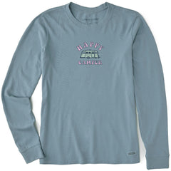 Life is Good Women's Happy Camper Long Sleeve Crusher Tee