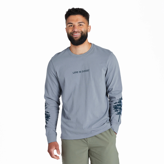 Life is Good Men's LIG Tonal Wordmark Horizontal Long Sleeve Crusher Tee