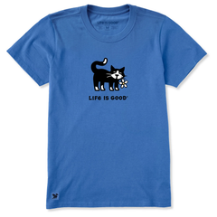 Life is Good Women's Tuxedo Cat Daisy Crusher Lite Tee