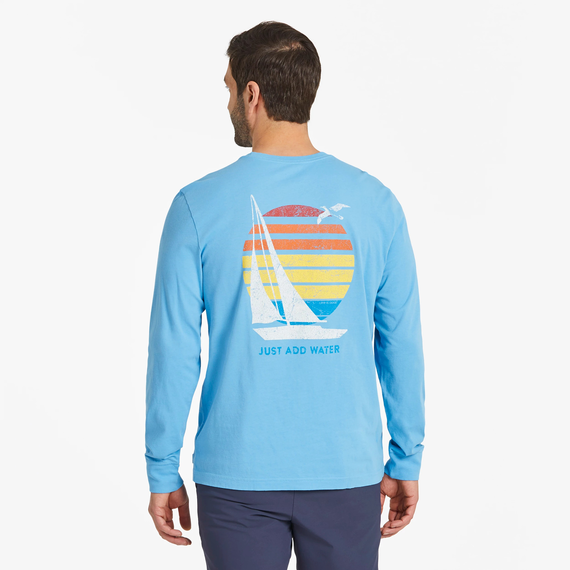 Life is Good Men's Just Add Water Sailboat Long Sleeve Crusher Lite Tee