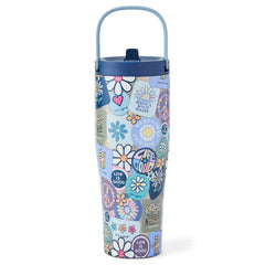 Life is Good Floral Sticker Collage 30oz Stainless Corkcicle Go Cup