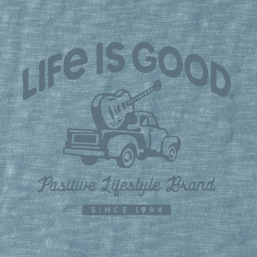 Life is Good Men's Art of Optimism Truck with Guitar Long Sleeve Slub Hoodie