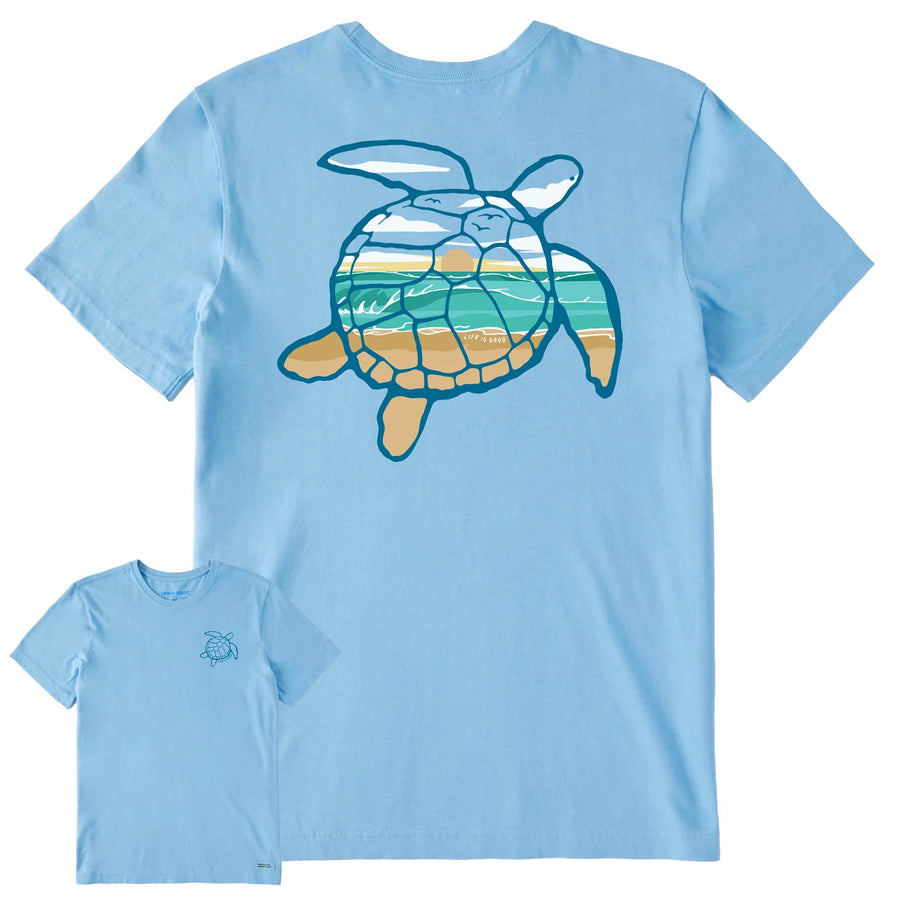 Life is Good Men's Macro Micro Sea Turtle Oceanscape Crusher Tee