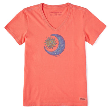 Life is Good Women's Mosaic Sun Moon Crusher Lite Vee