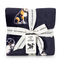 Life is Good Winter Dog Plush Throw Blanket