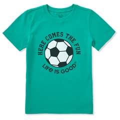 Life is Good Kids Here Comes the Fun Soccer Crusher Tee