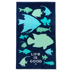 Life is Good Tropical School of Fish Beach Towel