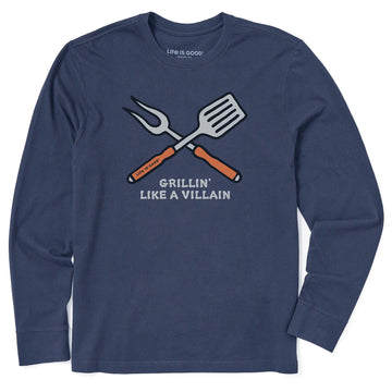 Life is Good Men's Grillin like a Villain Long Sleeve Crusher Tee