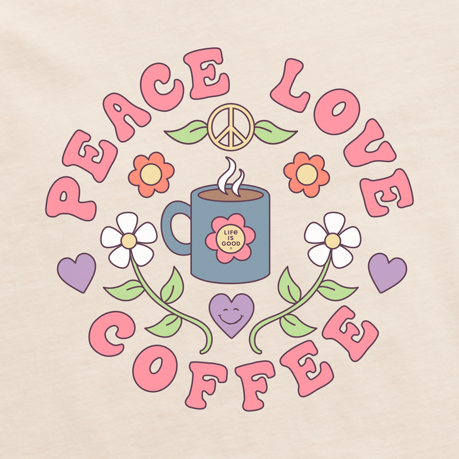 Life is Good Women's Peace Love Coffee Long Sleeve Crusher Tee