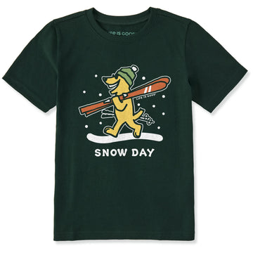 Life is Good Kids Rocket Ski Snow Day Short Sleeve Crusher Tee