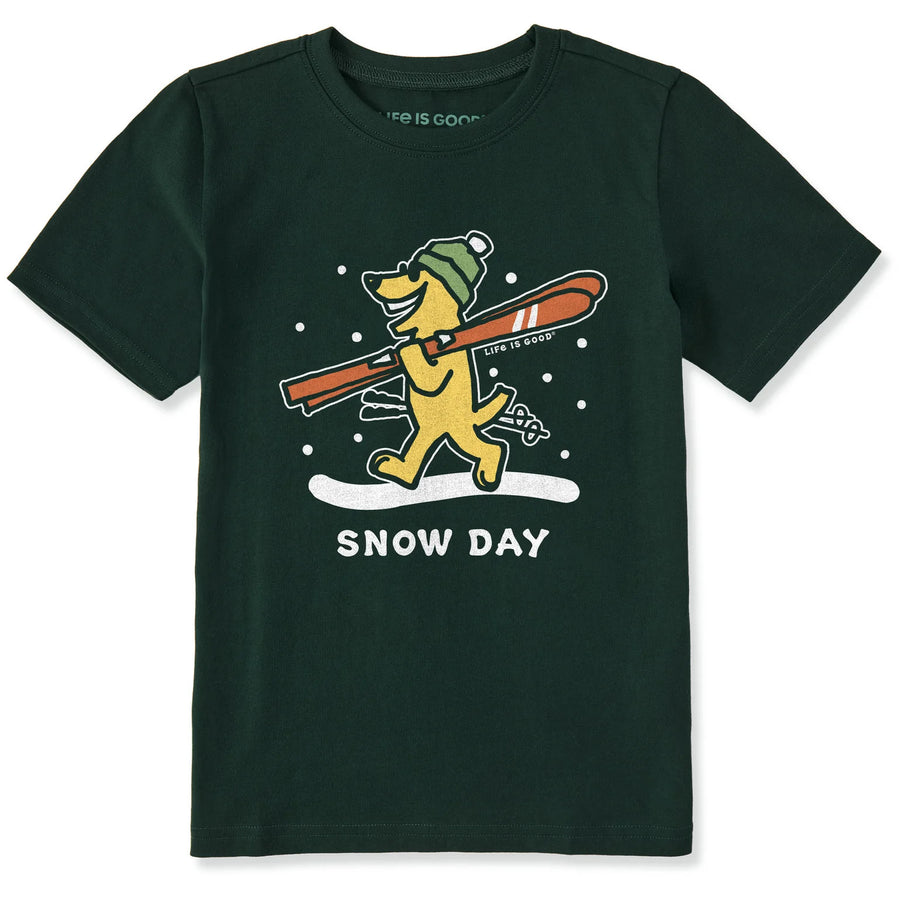 Life is Good Kids Rocket Ski Snow Day Short Sleeve Crusher Tee