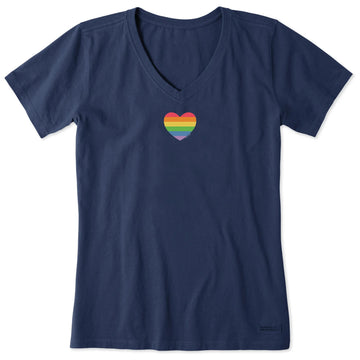 Life is Good Women's Rainbow Pride Heart Crusher Vee