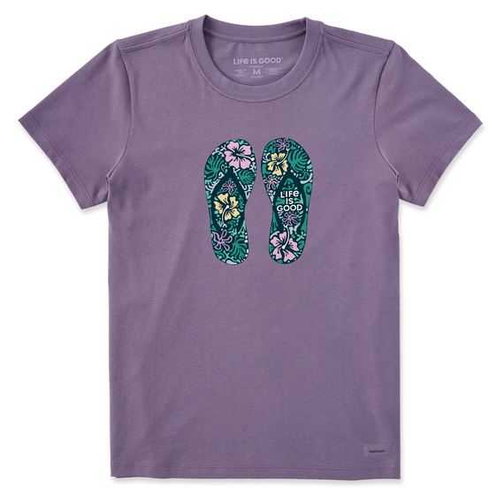 Life is Good Women's Hibiscus Flip Flops Crusher Tee