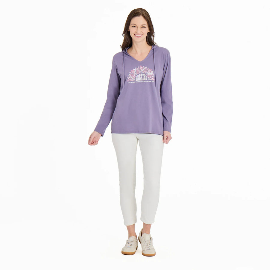 Life is Good Women's Breathe Sun Long Sleeve Crusher Lite Hooded Tee