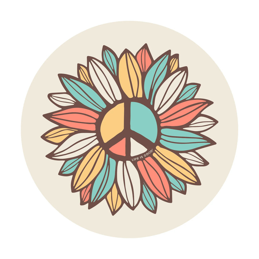 Life is Good Peace Sign Flower Circle Sticker
