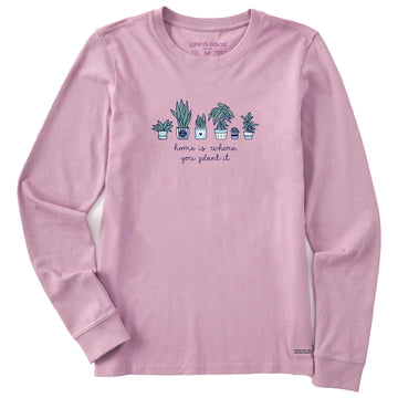 Life is Good Women's Home is Where you Plant it Long Sleeve Crusher Tee