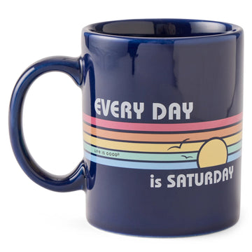 Life is Good Every Day is Saturday Stripes Jake's Mug