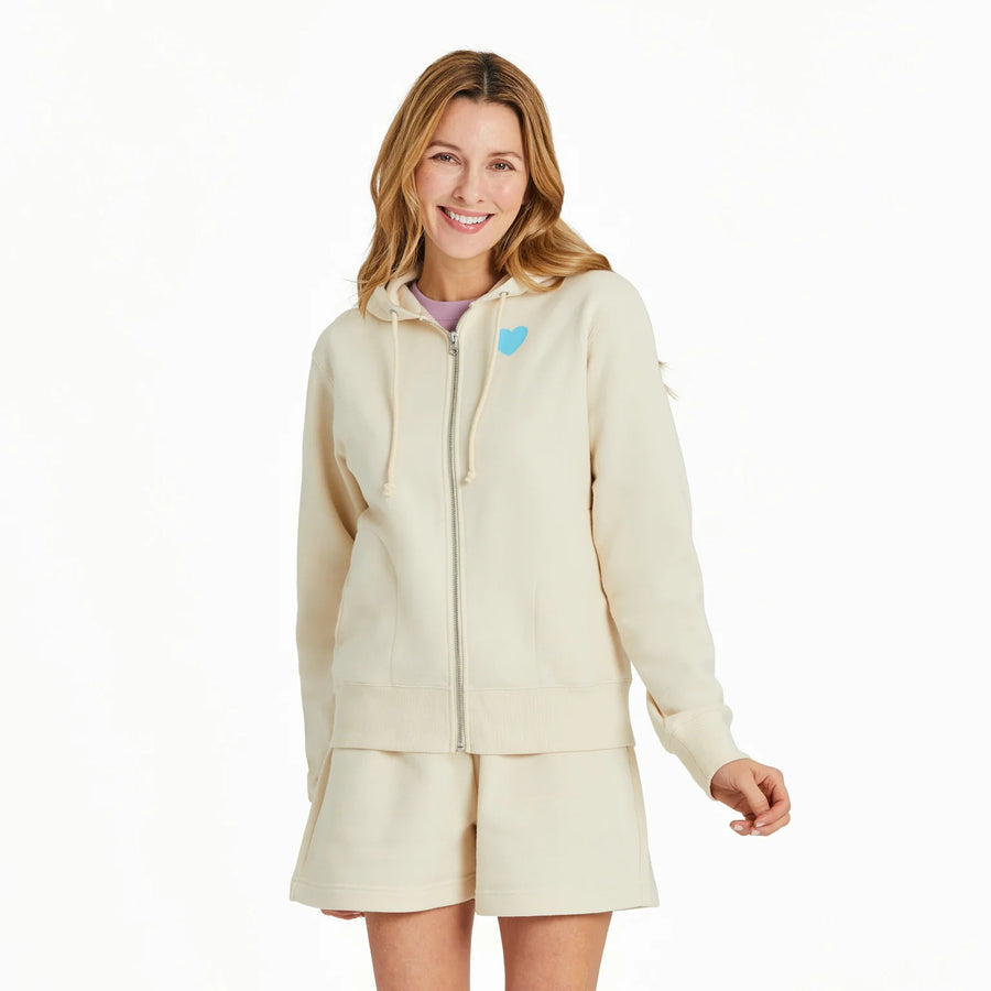 Life is Good Women's Clean Heart Grid Good Vibes Fleece Zip Hoodie