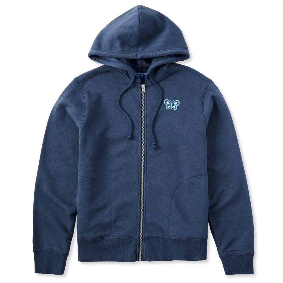 Life is Good Women's Simple Butterfly Good Vibes Fleece Zip Hoodie