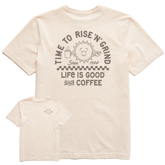 Life is Good Men's Showtime Matchbook Rise Coffee Sun Crusher Tee