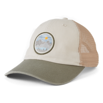 Life is Good Life Isn't Perfect Woodblock Mountains Soft Mesh Back Cap