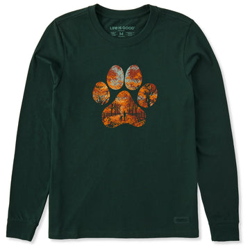 Life is Good Women's Autumn Dog Walk Long Sleeve Crusher Tee