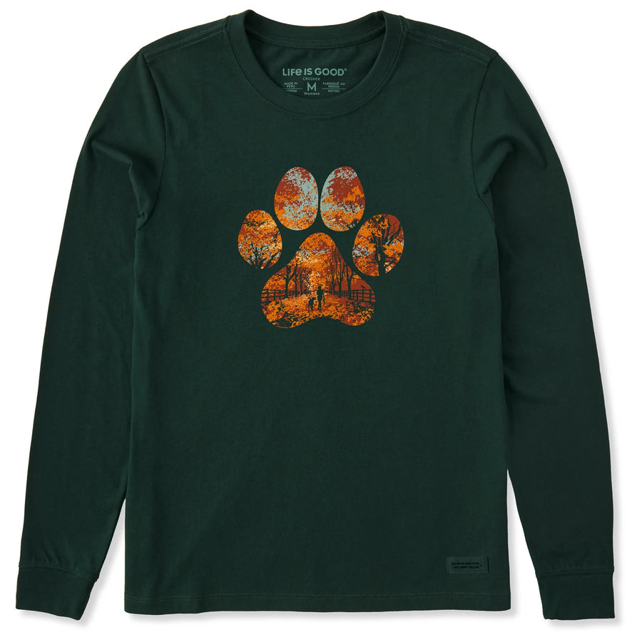 Life is Good Women's Autumn Dog Walk Long Sleeve Crusher Tee