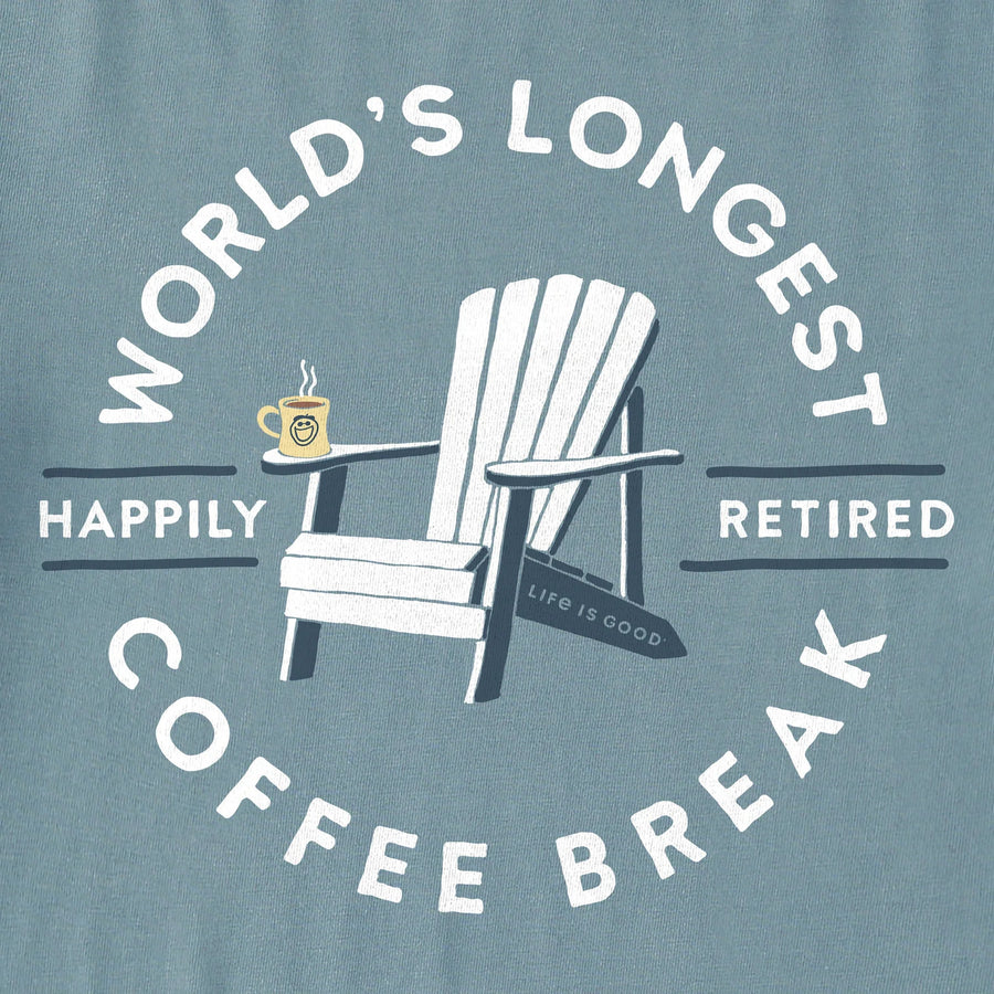 Life is Good Men's Worlds Longest Coffee Break Short Sleeve Crusher Tee
