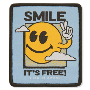 Life is Good Smile It's Free! Clouds Woven Patch