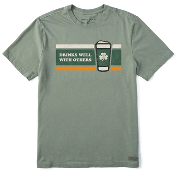 Life is Good Men's Stripe Drinks Well with Others Crusher Tee