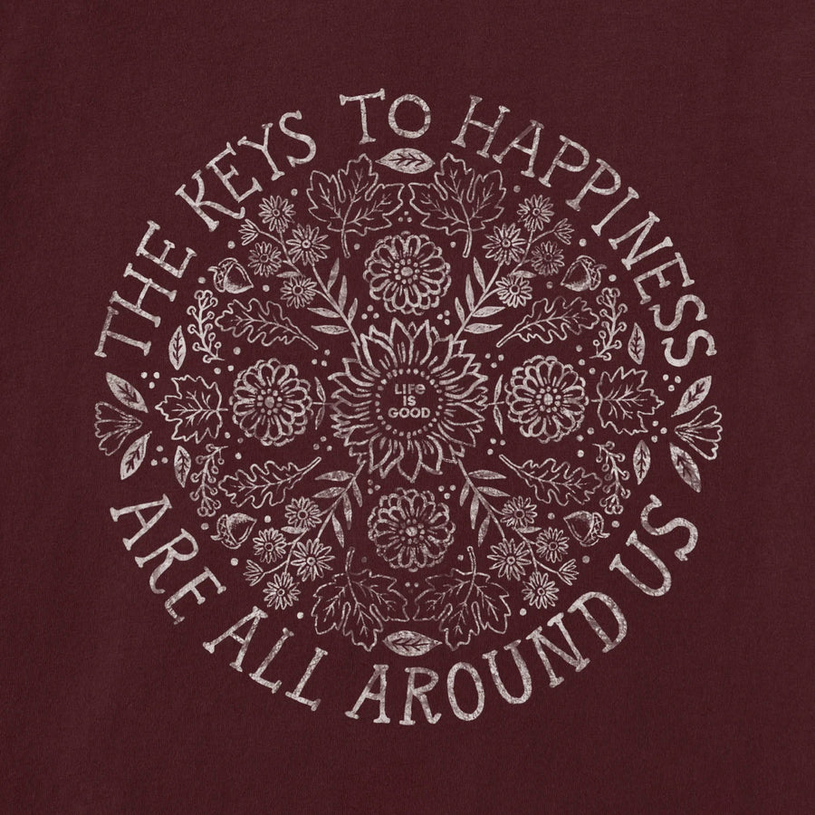 Life is Good Women's Keys to Happiness Flowers Crusher Flex Hooded Tunic
