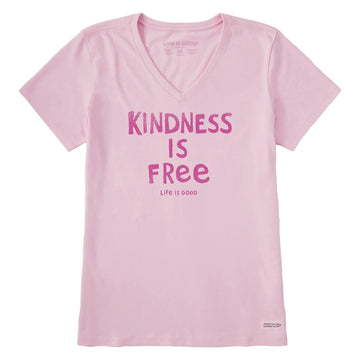 Life is Good Women's Kindness is Free Short Sleeve Vee