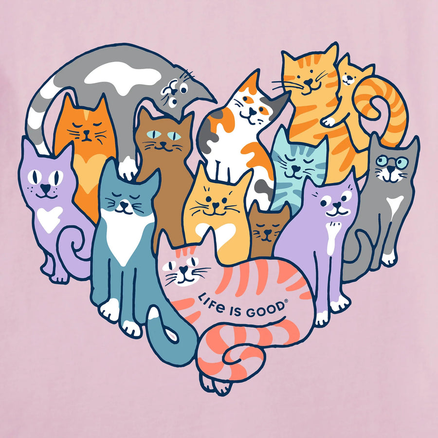 Life is Good Women's Heart of Cats Crusher Vee