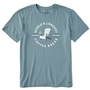 Life is Good Men's Worlds Longest Coffee Break Short Sleeve Crusher Tee