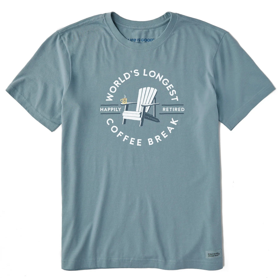 Life is Good Men's Worlds Longest Coffee Break Short Sleeve Crusher Tee
