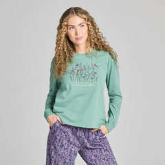 Life is Good Women's Cardinal Wildflowers Long Sleeve Snuggle Up Sleep Tee
