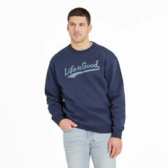 Life is Good Men's Tonal LIG Ballyard Script Good Vibes Fleece Crew