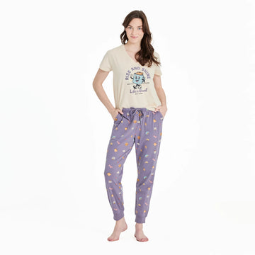 Life is Good Women's Breakfast Pattern Snuggle Up Sleep Jogger