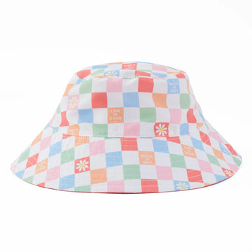 Life is Good Toddler Daisy Checkerboard Pattern Made in the Shade Bucket Hat