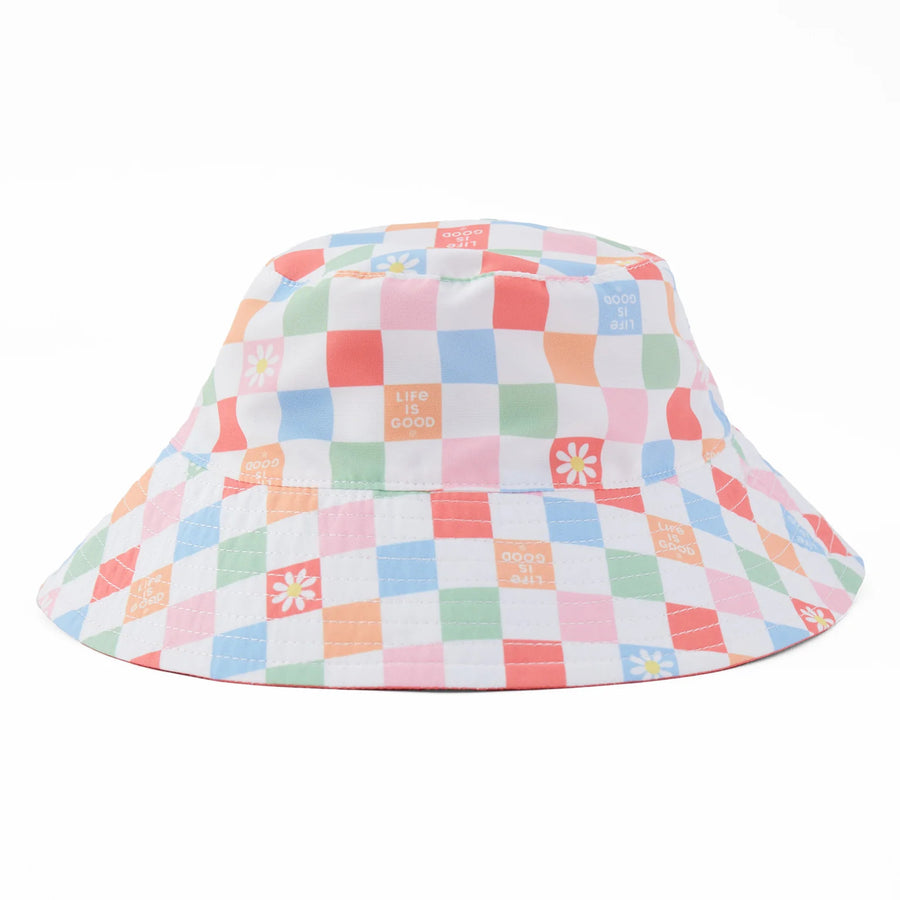 Life is Good Toddler Daisy Checkerboard Pattern Made in the Shade Bucket Hat