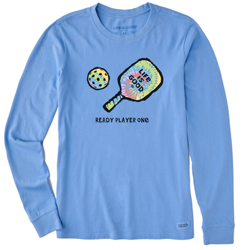 Life is Good Women's Ready Player One Pickleball Long Sleeve Crusher Tee