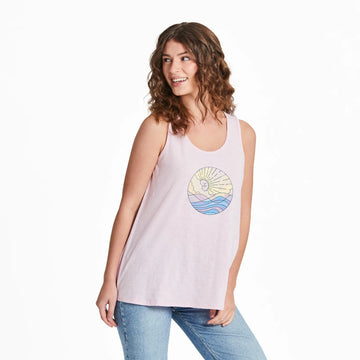 Life is Good Women's Ocean Watercolour Textured Slub Tank