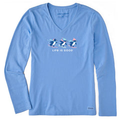 Life is Good Women's Penguin Ski Trio Long Sleeve Crusher Vee