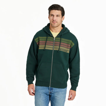 Life is Good Men's Three Striped Block Good Vibes Fleece Zip Hoodie