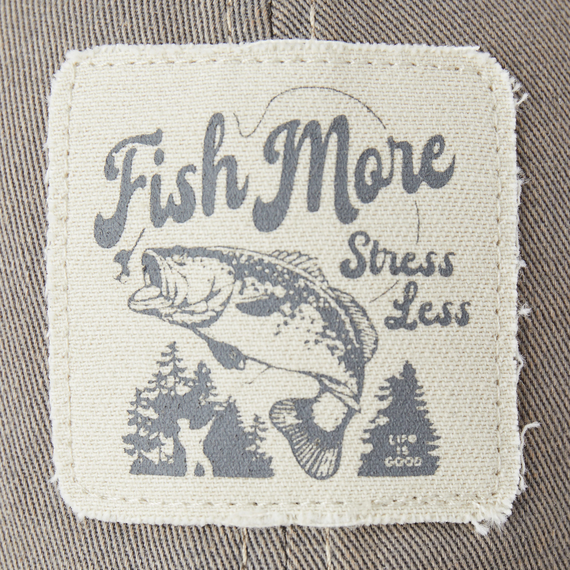 Life is Good Fish More Stress Less Bass Old Favourite Mesh Back Cap