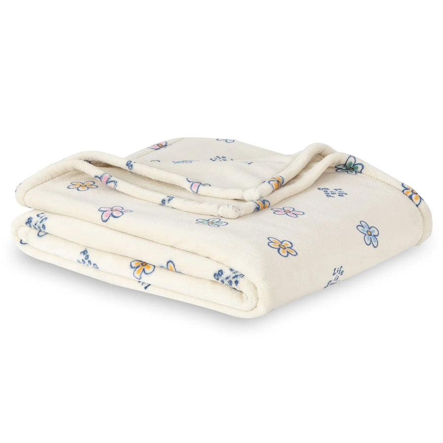 Life is Good Vintage Daisies Plush Throw Blanket