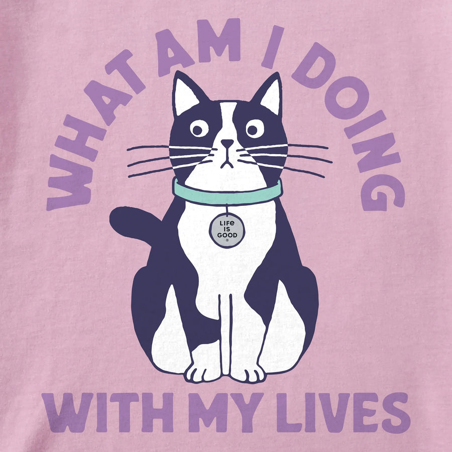 Life is Good Women's What Am I Doing With My Lives Short Sleeve Crusher Tee